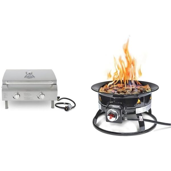 Pit Boss Grills 75275 Stainless Steel Two-Burner Portable Grill(Grill + Gas Fire Pit)