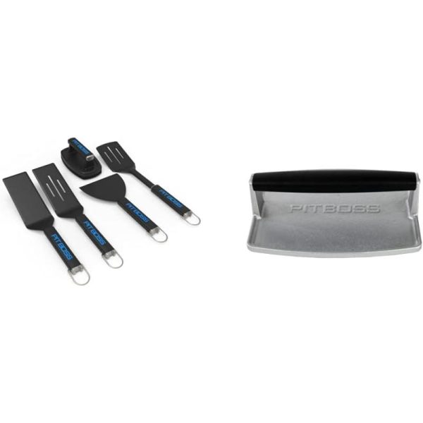 Pit Boss Ultimate Griddle Tool Kit 5-Piece, Black(Griddle Tool Kit + 40431 Griddle Press)